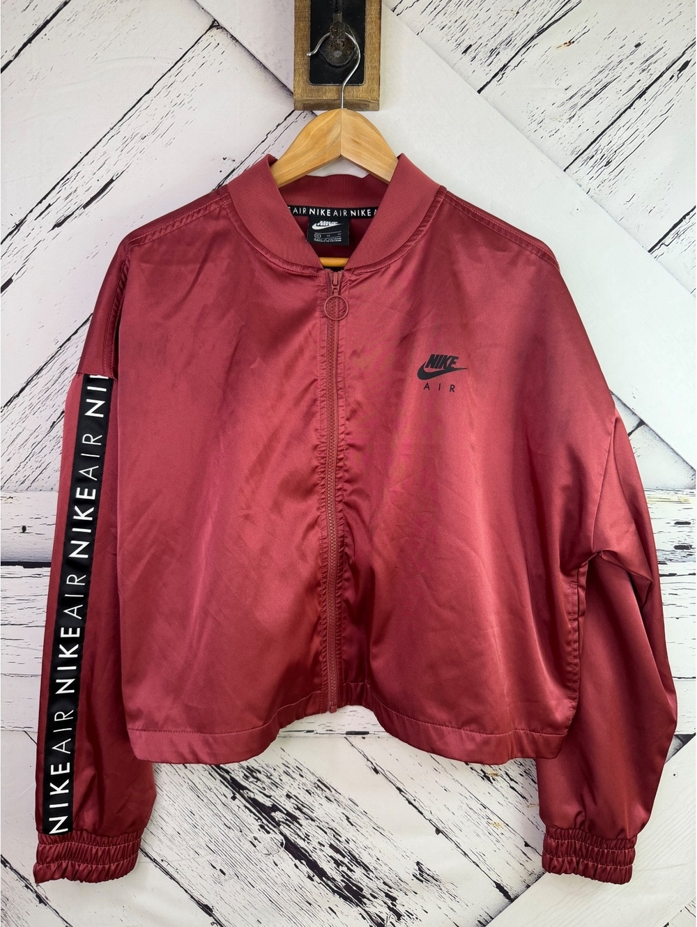 Nike Air Y2K Satin Bomber Cropped Track Jacket Sporty Street Chic Women’s XL